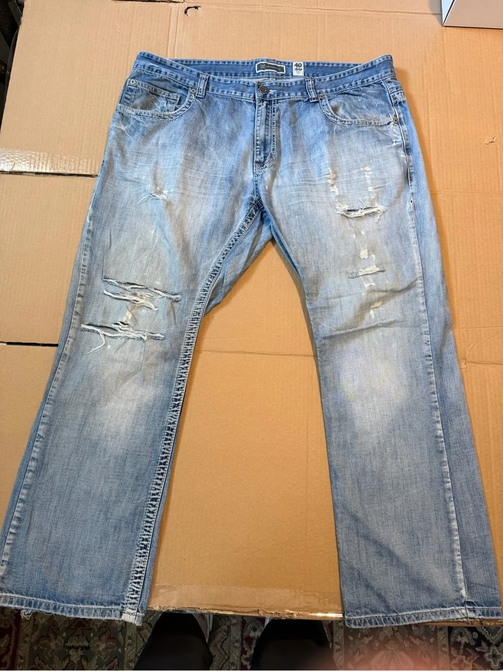 Light Blue Distressed Men's Jeans 40x30
